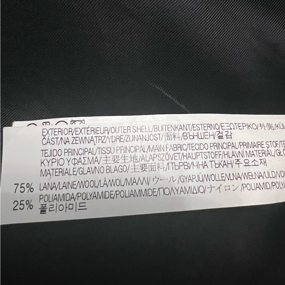 Black Wool Biker Coat with Lambskin Collar - Picture 7 of 9